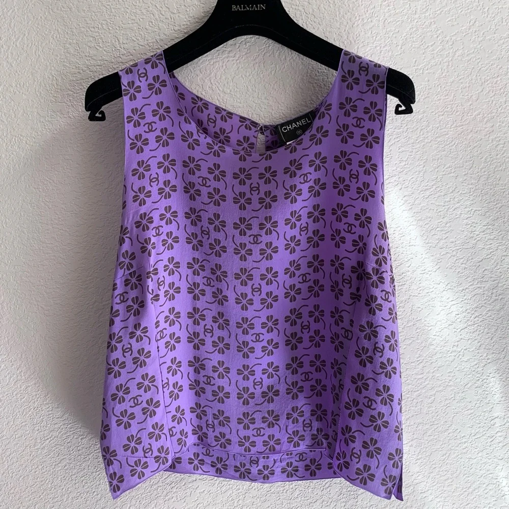 Chanel logo silk blouse